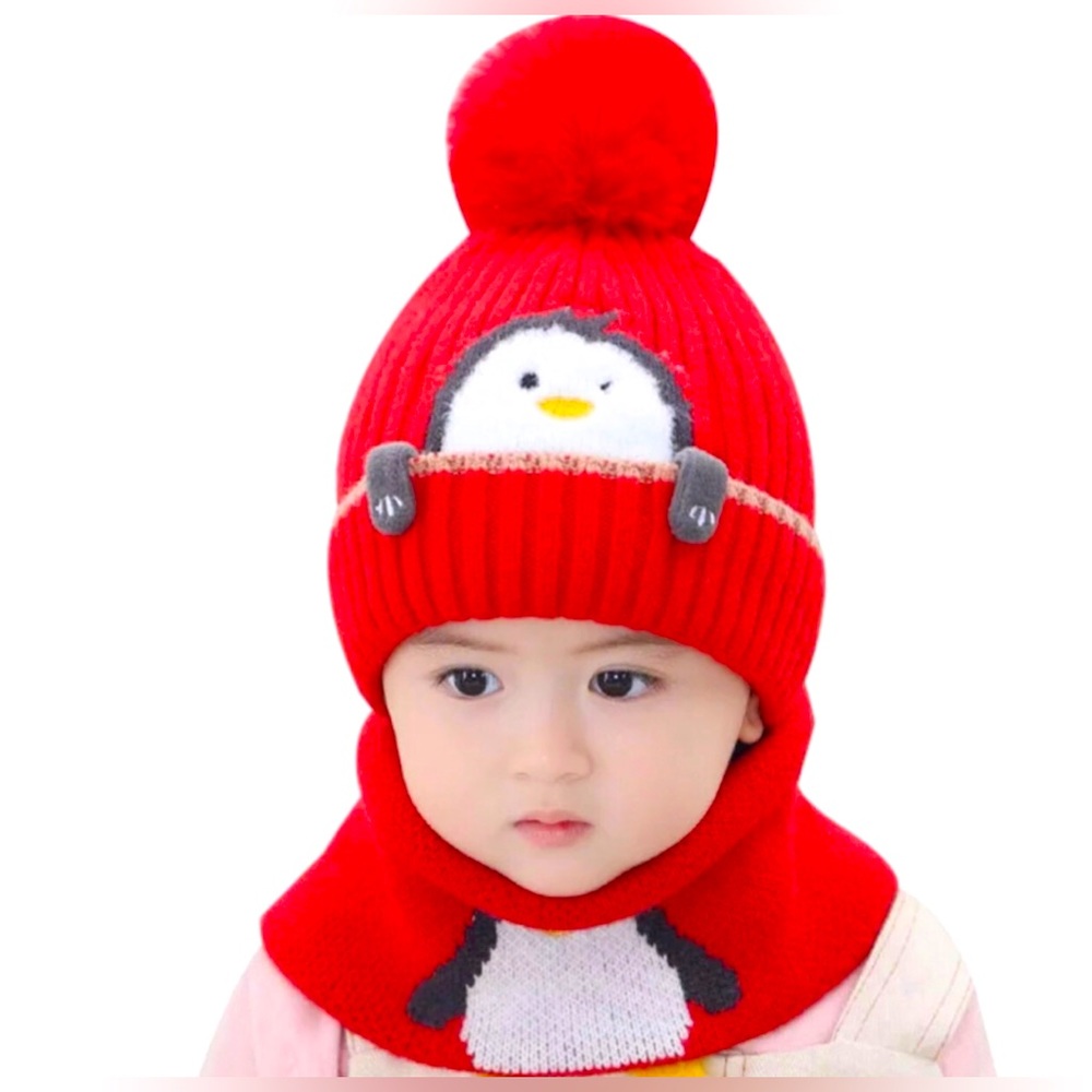 Girls and boys winter hat and scarf set